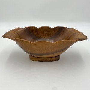 Philcraft Monkey Pod Wood Bowl Hand Crafted Brown Made in Philippines 13.5" Long